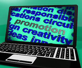 Image showing Promotion Screen Shows Marketing Campaign Or Promo
