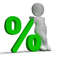 Image showing Percent Sign With 3d Man Showing Percentage Or Investment