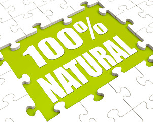 Image showing 100 Percent Natural Puzzle Shows 100% Healthy Pure Food