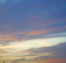 Image showing light  the sunrise in  colored sky white soft clouds and abstrac