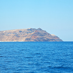 Image showing from the boat sea and sky in mediterranean sea santorini greece 