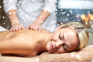 Image showing close up of woman having back massage in spa