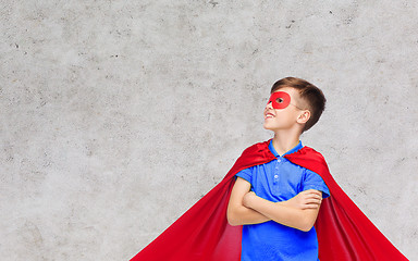 Image showing boy in red super hero cape and mask