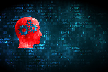 Image showing Education concept: Head With Gears on digital background