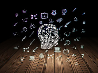 Image showing Education concept: Head With Finance Symbol in grunge dark room