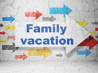 Image showing Travel concept: arrow with Family Vacation on grunge wall background