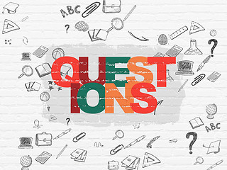 Image showing Learning concept: Questions? on wall background