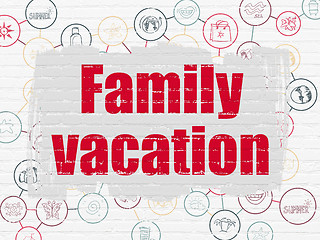 Image showing Travel concept: Family Vacation on wall background