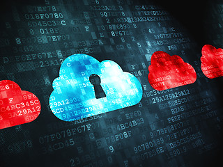 Image showing Cloud computing concept: Cloud With Keyhole on digital background