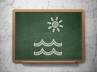 Image showing Vacation concept: Beach on chalkboard background