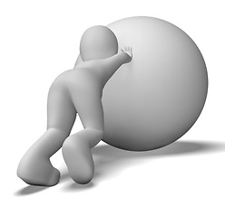 Image showing Struggling Uphill Man With Ball Shows Determination