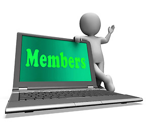 Image showing Members Laptop Shows Membership Registration And Web Subscribing