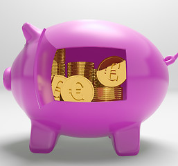 Image showing Euros In Piggy Shows Rich European Finances