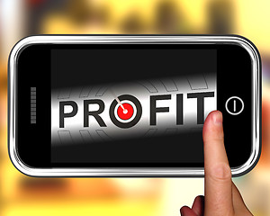 Image showing Profit On Smartphone Shows Aimed Progress