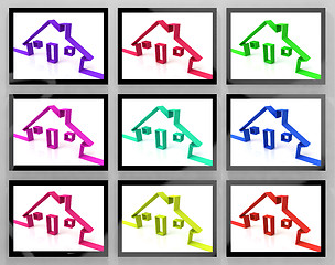 Image showing Houses On Monitors Showing Apartments Buildings