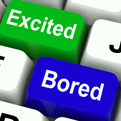Image showing Excited Bored Keys Show Exciting And Boring Websites
