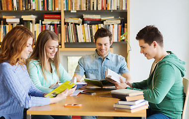 Image showing students with books preparing to exam in library