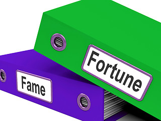 Image showing Fortune Fame Folders Mean Rich Or Well Known