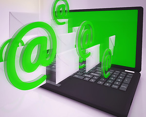 Image showing Mail Signs Leaving Laptop Shows Online Contact