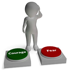 Image showing Courage Fear Buttons Shows Courageous Or Fearful