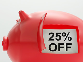 Image showing Twenty-Five Percent Off Piggy Bank Shows Price Slashed 25