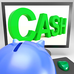 Image showing Cash On Monitor Showing Finances