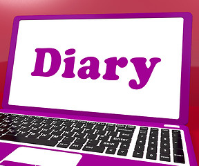 Image showing Diary Laptop Shows Online Planning Or Scheduler