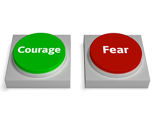 Image showing Courage Fear Buttons Shows Bravery Or Scared