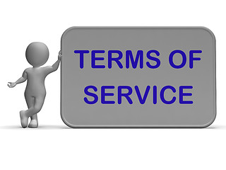 Image showing Terms Of Service Sign Shows Agreement And Contract For Use