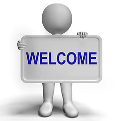 Image showing Welcome Sign Showing Hello Greeting Or Hospitality