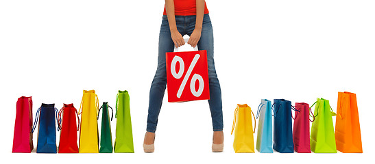Image showing close up of woman with shopping bag