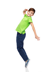 Image showing smiling boy having fun or dancing