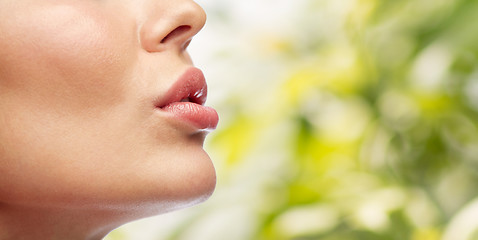 Image showing close up of young woman lips