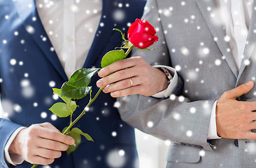 Image showing close up of happy male gay couple holding hands