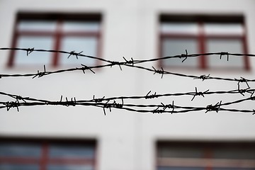 Image showing Barbed wire and fence at the prison