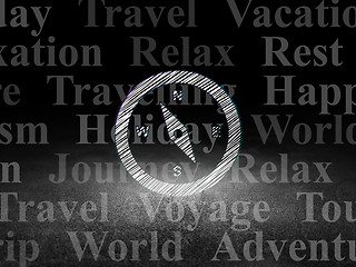 Image showing Vacation concept: Compass in grunge dark room