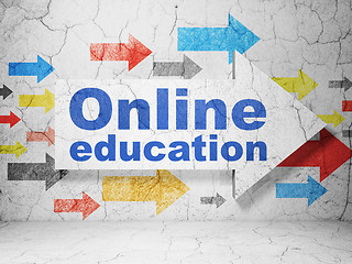 Image showing Learning concept: arrow with Online Education on grunge wall background
