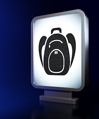 Image showing Travel concept: Backpack on billboard background