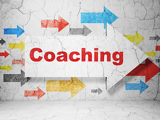 Image showing Studying concept: arrow with Coaching on grunge wall background