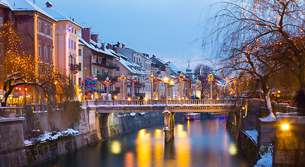 Image showing Ljubljana in Christmas time. Slovenia, Europe. 