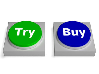 Image showing Try Buy Buttons Shows Trying Or Buying