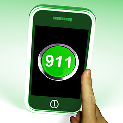 Image showing Nine One On Phone Shows Call Emergency Help Rescue 911