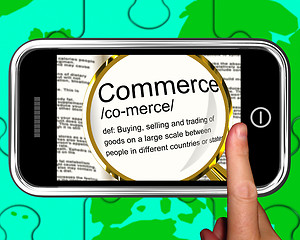 Image showing Commerce Definition On Smartphone Showing Commercial Activities