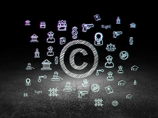 Image showing Law concept: Copyright in grunge dark room