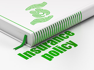 Image showing Insurance concept: book Family And Palm, Insurance Policy on white background