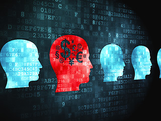 Image showing Finance concept: Head With Money on digital background