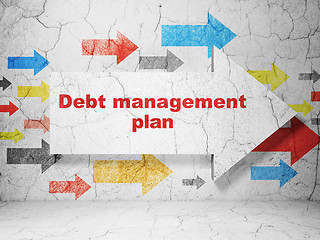 Image showing Business concept: arrow with Debt Management Plan on grunge wall background