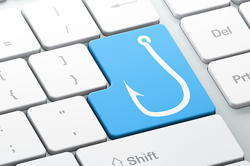 Image showing Privacy concept: Fishing Hook on computer keyboard background