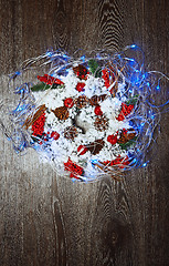 Image showing Christmas wreath and light