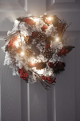 Image showing Christmas wreath and light